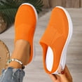 thumbnail image 4 of Havenx Women Knit Mesh Slip on Mules Breathable Lightweight Mules Half Slippers Closed Toe Comfortable Fashion Casual Walking Shoes,Saffron 39(US-7.5), 4 of 6