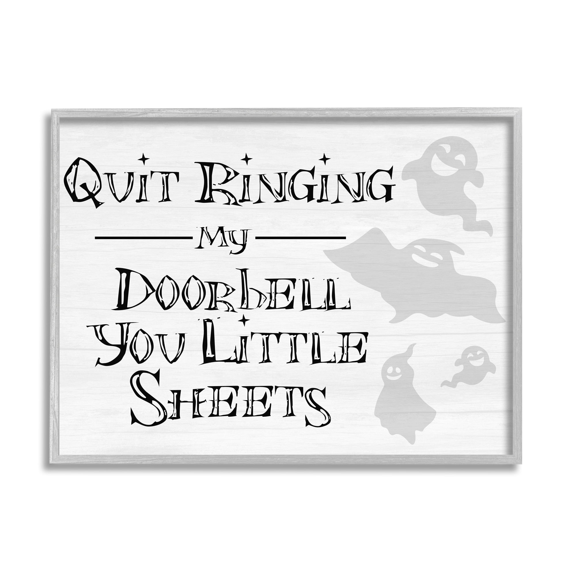 Stupell Industries Funny Halloween Typography Phrase Smiling Ghosts Silhouettes Graphic Art Gray Framed Art Print Wall Art, Design by Daphne Polselli