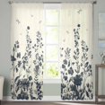 thumbnail image 2 of Navy Botanical Sheer Curtains 72 Inches Long 2 Panels Set, Window Sheer Curtains for Living Room/Bedroom, Blue Dragonfly Flower Leaf Retro Style Light Filtering Rod Pocket Curtain 52'' x 72'' x 2, 2 of 7