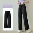 thumbnail image 4 of HAiming Womens Split Wide Leg Sweatpants High Waisted Summer Pants Lightweight Palazzo Pants with Pockets, 4 of 7
