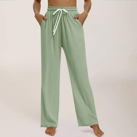 Fall Savings Clearacne Women's Casual Pants Women's Wide Straight Pants Loose Sports Casual Pants Mid Waist Solid Color Wide Leg Pants Casual Pants