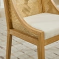 thumbnail image 3 of Hassch Dining Chair with Solid Wood Frame, Rattan Backrest and Comfortable Linen Upholstered Seat, 23.8"D x 21.9"W x 37.4"H, Beige, 3 of 9