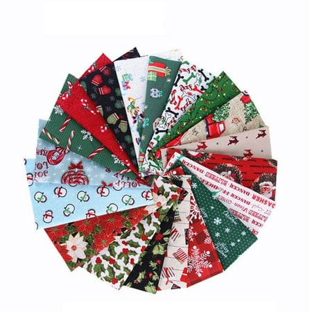 10 Pieces Christmas Cotton Fabric Bundles Sewing Square Patchwork Precut Fabric Scraps for DIY Christmas Stocking Tree Wreath Doll Dress Apron Quilt Coaster (Random Colors)
