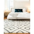 thumbnail image 5 of Unique Loom Hygge Shag Collection Area Rug - Diamond (9' x 12' 2" Rectangle Ivory/Gray), 5 of 7