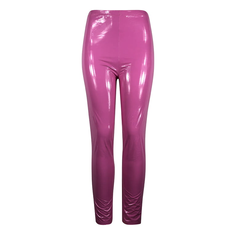 Plus Size Leggings Black and Neon Pink