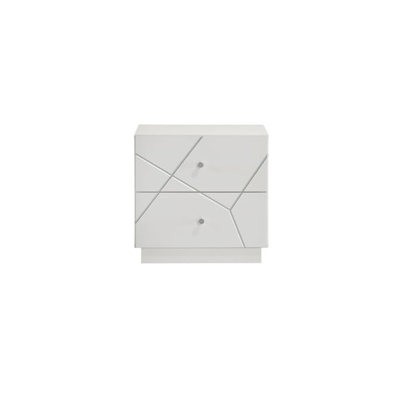 Manhattan Nightstand with Solid Manufactured Wood & Red Velvet Lining in White