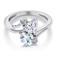 thumbnail image 3 of Gem Stone King 925 Sterling Silver White Moissanite Sky Blue Aquamarine and White Diamond Ring for Women (1.56 Cttw, Heart Shape 6MM, Gemstone Birthstone, Size 8), 3 of 6