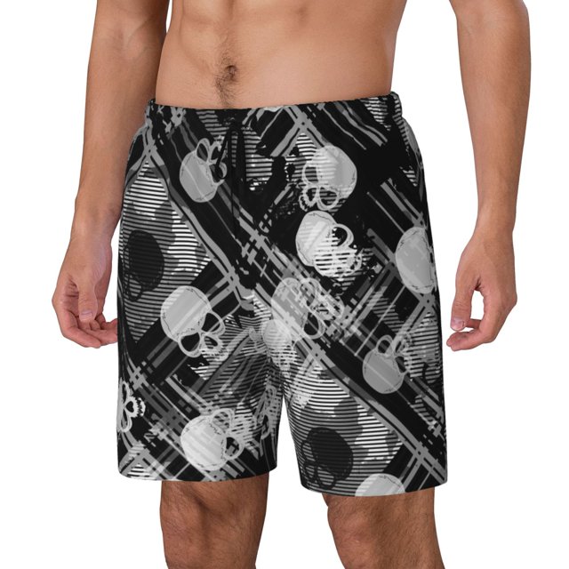 Lsque Seamless Pattern With Skulls Pattern Mens Swim Trunks- Bathing Suit Compression Liner - Beach Swim Shorts Swimwear - (S-3XL) - Stretch Quick Dry-X-Large