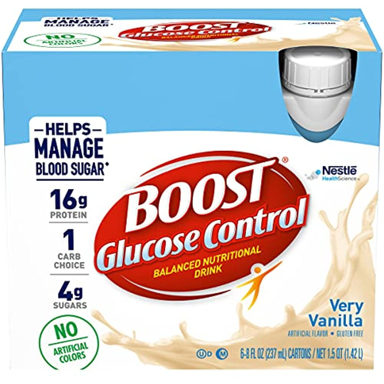 Boost Glucose Control Balanced Nutritional Drink, Very Vanilla, Helps Manage Blood Sugar With No Artificial Colors, 6-8 Fl Oz Bottlespack (Pack Of 1)