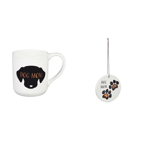 Evergreen Beautiful Dog Mom Cup and Coaster/Ornament Gift Set - 4 x 3 x 4 Inches