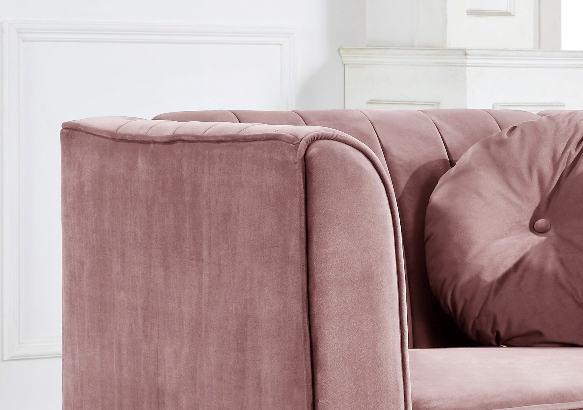 Uspridefurniture Arcola 80.7'' Velvet Rolled Arm Loveseat,Pink