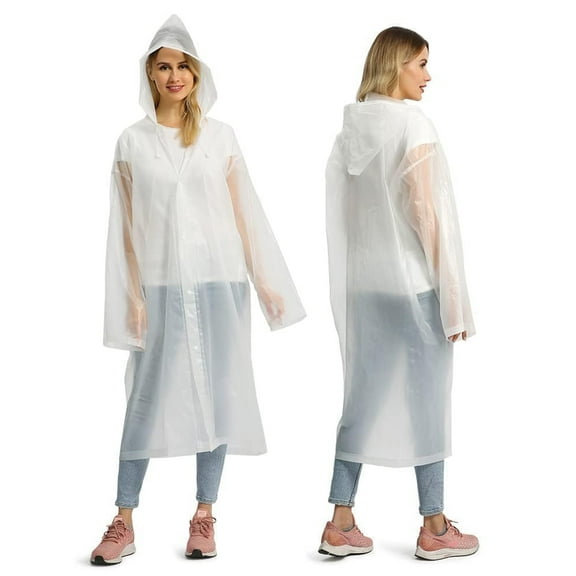 Durable Reusable EVA Raincoat, Portable Waterproof Rain Cape with Hood and Elastic Sleeves, Easy Snap Fasteners for Quick Wear, Ideal for Camping, Hiking, Travel, and Outdoor Activities