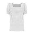 thumbnail image 5 of Olyvenn Womens Summer Tops Dressy Casual Puff Short Sleeve Shirts 2025 Fashion Square Neck Tshirts Loose Fit Blouses White L, 5 of 7