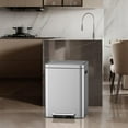 thumbnail image 5 of 10.6 Gallon (20L+20L) Stainless Steel Dual Trash & Recycle Bin with Foot Pedal, Soft-Close Lid, and Removable Inner Buckets for Kitchen, Living Room, or Office, 5 of 7
