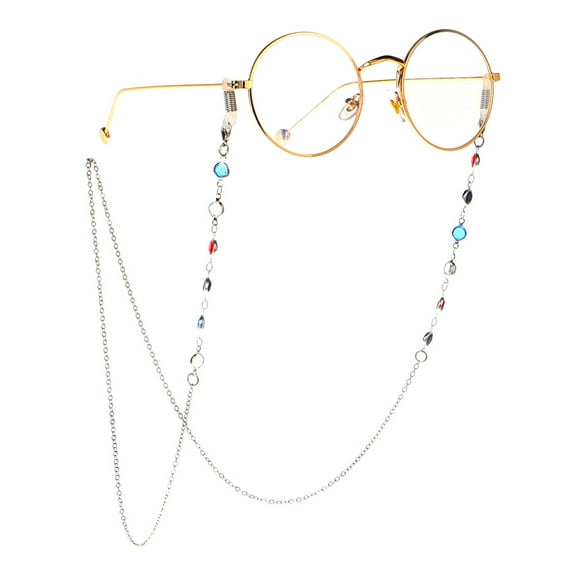 Colorful Glass Handmade Eyeglasses Strap Eyeglass Chain Sunglasses Holder Strap Eyewear Retainer Lanyard Silver