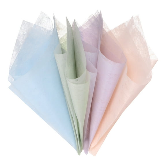 192 Pack Korean Cotton Wrapping Flower Paper - Floral Wrapping Paper (11.8x11.8inches, Green Purple Pink Blue)