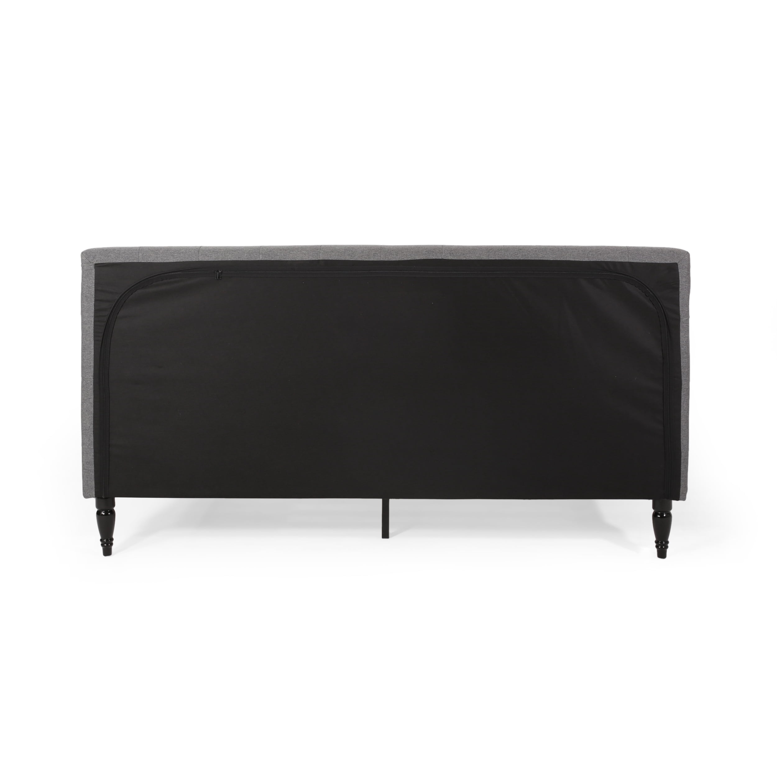 Noble House Kwan Contemporary Fully-Upholstered King Fabric Low-Profile Platform Bed Frame, Charcoal Gray, Black