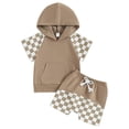 thumbnail image 1 of Odeerbi 3M-3Y Conjunto de Verano Para Niños Sudadera Con Capucha de Cuadros Escoceses Y Manga Corta Pantalón Corto Conjunto de Dos Piezas Tops Con Capucha Cuadros de Colores, 1 of 8