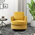 thumbnail image 2 of Swivel Accent Barrel Chair, 31.9"W Chenille Upholstered Round Accent Sofa Chair with 360 Degree Swiveling Metal Base Cozy Club Chair Leisure Arm Chair for Nursery Living Room Hotel Office, Mustard, 2 of 7