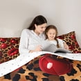 thumbnail image 5 of jejeloiu Chic Leopard Pattern Full Size Comforter Sets,Red Brown Black Bedding Sets For Girls Kids Reversible 3pcs, 5 of 8