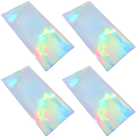 OULII 4Pcs Iridescent Plastic Tablecloth Waterproof Durable Multi Color for Bachelorette and Bridal Showers