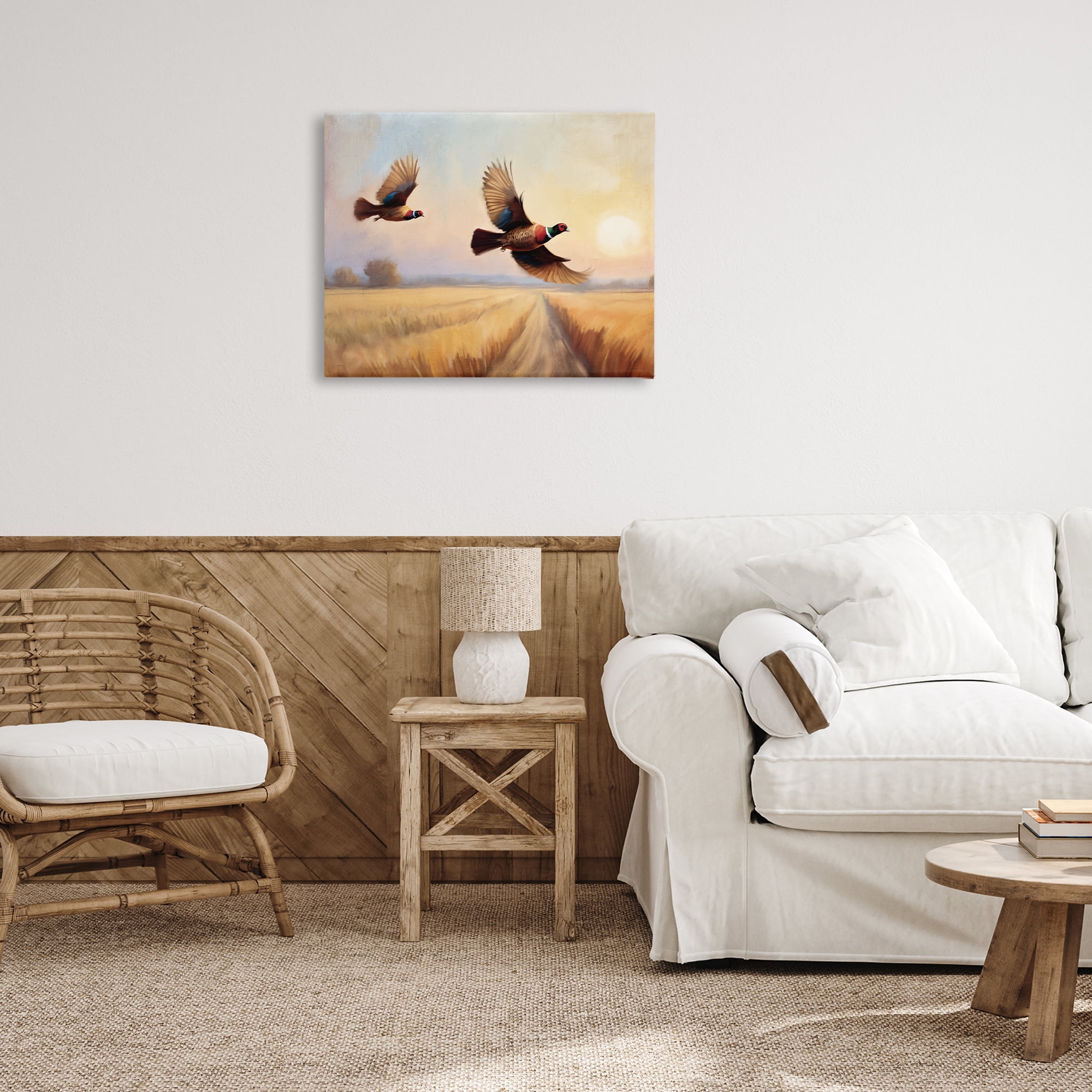 Stupell Industries Fall Flight Pheasants Landscape & Nature Painting Wrapped Canvas Art Print Wall Art, 30 x 24