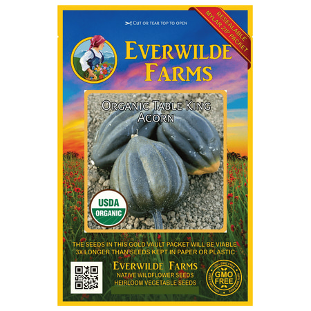 Everwilde Farms - 20 Organic Table King Acorn Winter Squash Seeds - Gold Vault Jumbo Bulk Seed (Best Way To Store Acorn Squash)