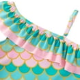 thumbnail image 5 of GYRATEDREAM Girls One Piece Swimsuits One Shoulder Ruffle Swimwear Quick Dry Bathing Suit, 6-7 Years, 5 of 8