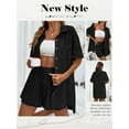 thumbnail image 6 of Xuanfei Women Solid Color Lapel Collar Button Down Short Sleeve Loungewear Sets, 6 of 6