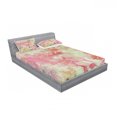 thumbnail image 3 of Ambesonne Floral Fitted Sheet & Pillow Sham Set, Retro Design Old Grunge, Twinxl, Pink and Green, 3 of 3