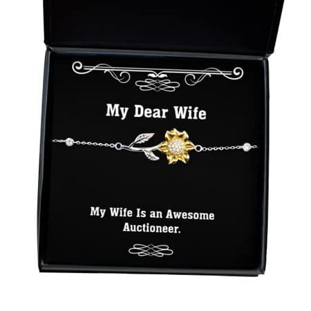 amangny New Wife Sunflower Bracelet My Wife is an Awesome Auctioneer Inspirational Gifts Wedding Engagement Bridesmaid Girlfriend Fianc Significant Other