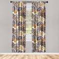 thumbnail image 3 of Ambesonne Tropical Curtains, Flamingo Flower Exotic Art, Pair of 28"x84", Dark Orange and Quartz, 3 of 5