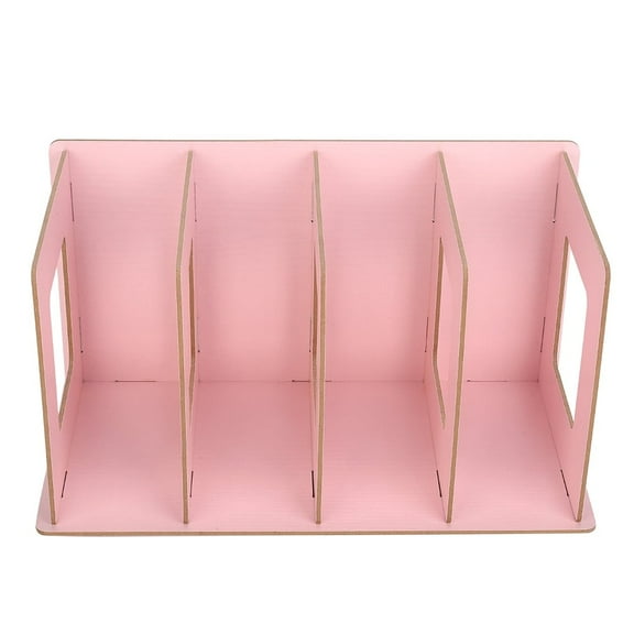 DIY Desktop Bookshelf Rack Books DVD Storage Magazine Organizer[Light pink]