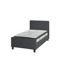 thumbnail image 2 of Flash Furniture Tribeca Twin Size Tufted Upholstered Platform Bed in Dark Gray Fabric with 10 Inch CertiPUR-US Certified Pocket Spring Mattress, 2 of 10