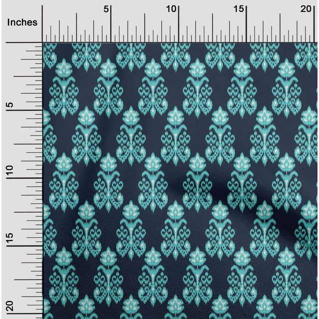 oneOone Cotton Cambric Fabric Floral Ikat Printed Fabric 1 Yard 56 Inch Wide