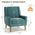 thumbnail image 4 of AFO Modern Accent Chair Set of 1, High Back Upholstered Fabric Armchair with Wood Legs, Mid-Century Wingback Chair for Living Room Bedroom, Teal, 4 of 11