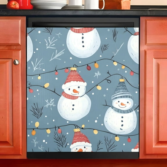 Ryvnso Snowman Christmas Dishwasher Magnetic Refrigerator Magnet Cover Kitchen Home Decorative 23"x26"