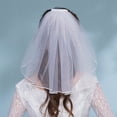 thumbnail image 3 of Trayknick 40cm Beautiful with Comb Net Yarn Bridal Veil Single Layer Ribbon Edge Short Veil Hair Accessories Style 1, 3 of 13