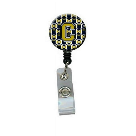 Carolines Treasures CJ1074-CBR Letter C Football Blue & Gold Retractable Badge Reel, 5 x 1 x 2 in.