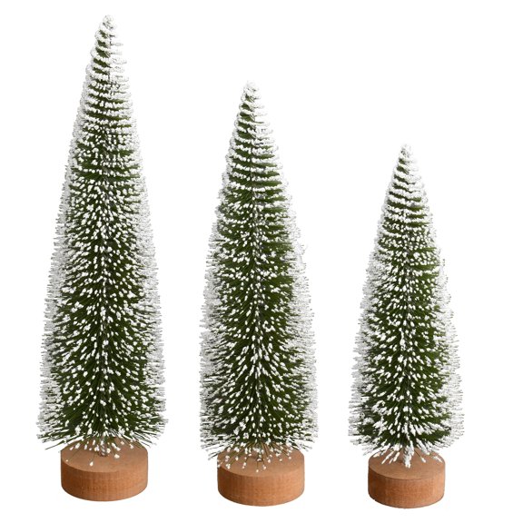 Vickerman 12"-14"-16" Frosted Green Oval Pine Artificial Christmas Tree, Set of 3