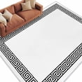 thumbnail image 2 of 5x7 Washable Area Rug, Greek Themed Non-Slip Large Rectangle Rug for Living Room Bedroom, Traditional Meander Border Square Geometric Indoor Floor Mat for Home Decor, 2 of 9
