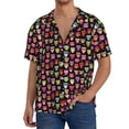 thumbnail image 3 of Fotbe Colourfull Owl print Short Sleeve Button Down Shirts for Men Casual Summer Beach Wrinkle Free Shirt-Small, 3 of 7