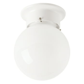 Mainstays 6-inch 1-Light Traditional Flush- Globe Fixture, White