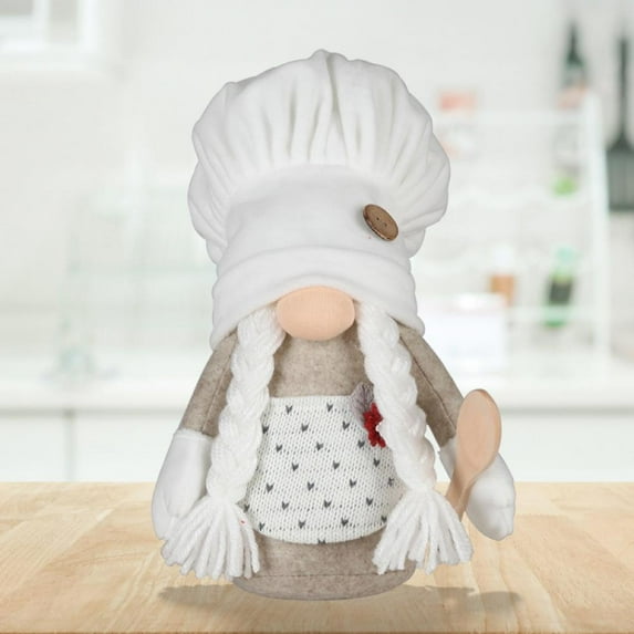 3pcs Chef Rudolph Doll Button Hat Chef Gnome Handmade Plush Chef Dolls Christmas Birthday Holiday Tree Top Desktop Shelf Tray Ornament