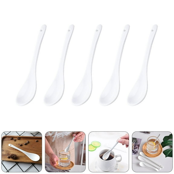 Omeite 10pcs Ceramic Small Coffee Spoons 13cm - Stirring, Soup, and Dessert Spoons Set