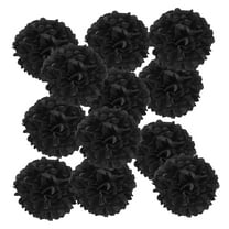 4inch Tissue Paper Pom Poms, 12PCS Pom Poms Paper Flowers Ball Tissue Paper Flowers for Wedding Bridal Shower Birthday Bachelorette Party Backdrop Decoration, Black
