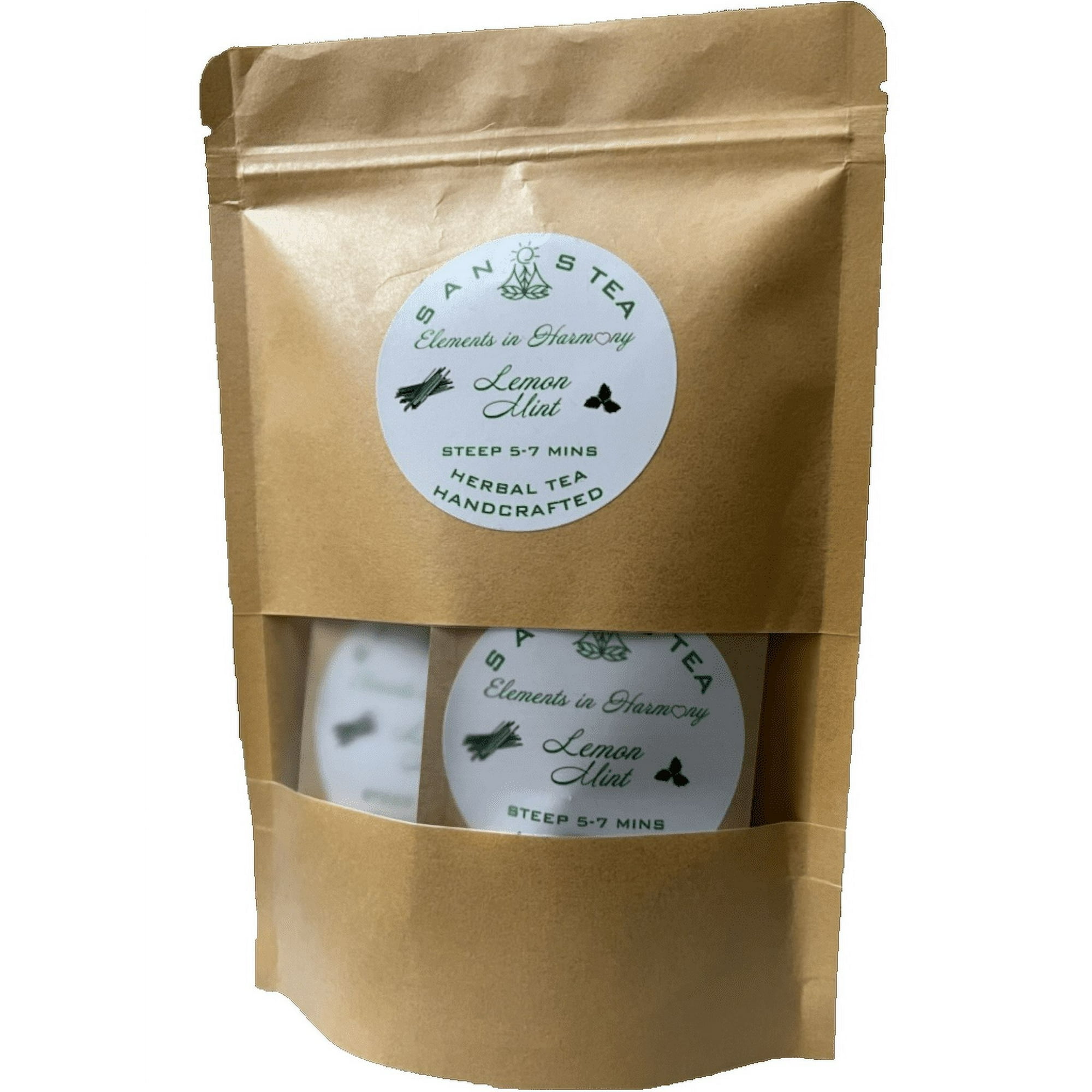 SanosTea New Improved Lemon Mint Premium Organic Herbal Tea, stress relief, relaxing, anti-inflammatory, caffeine free tea - 12 count