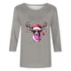 thumbnail image 3 of Puntoco Camiseta de mujer con cuello redondo, manga 3/4 y estampado navideño, jersey de cuello redondo, camiseta de manga larga con cuello redondo, 3 of 3