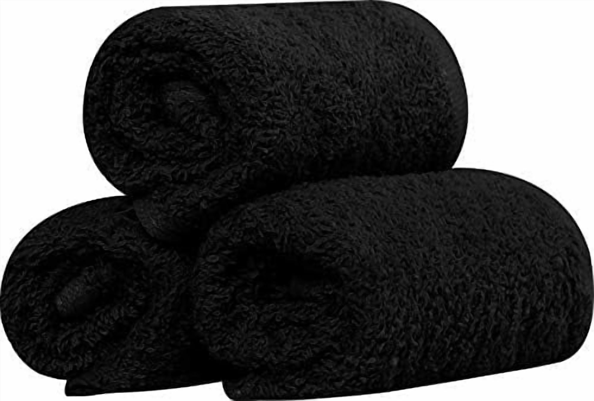 60 Pack Cotton Washcloths Set, 100% Ring Spun Cotton, Premium Flannel Face Cloths, Highly Absorbent and Soft Feel Fingertip Towels, Black
