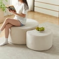 thumbnail image 4 of Resenkos Nesting Coffee Table Set of 2, Upholstered Round Foam Tables for Living Room, Side/End Table Ottoman, No Assembly - Beige, 4 of 20